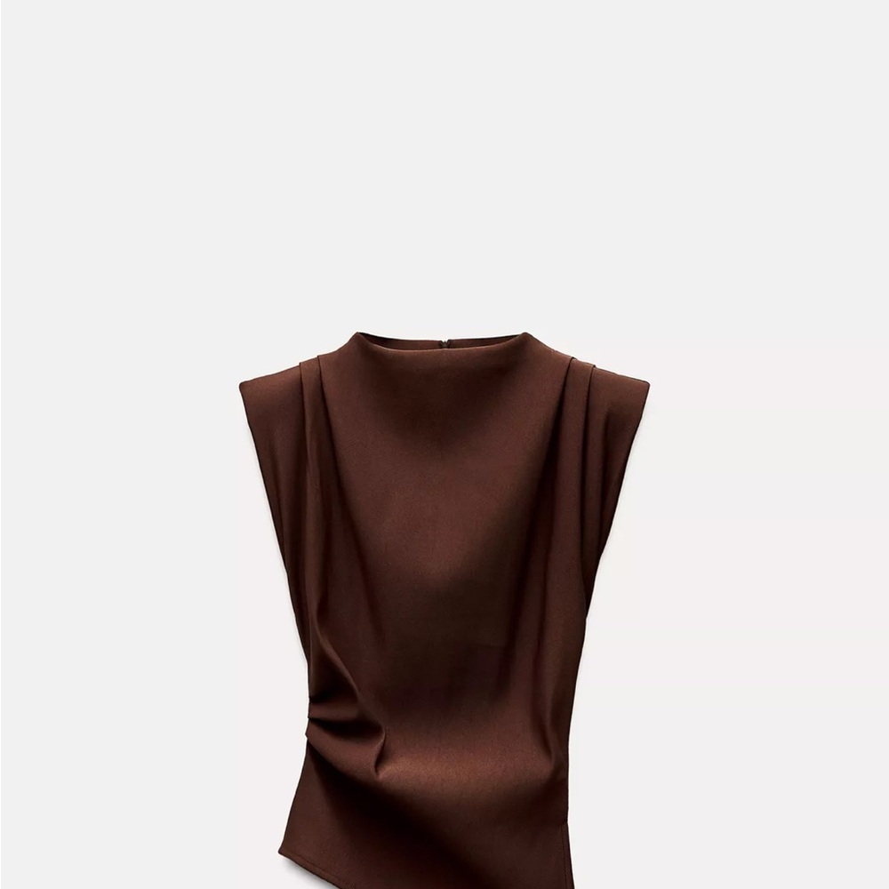 Elegant Brown Sleeveless Top from Zara